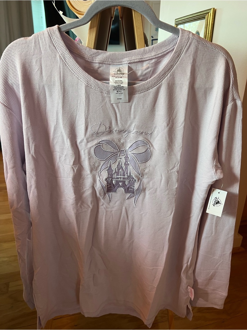 Disney Parks 2026 Disney World Lavender Castle Bow Long Sleeve Shirt L BNWT
